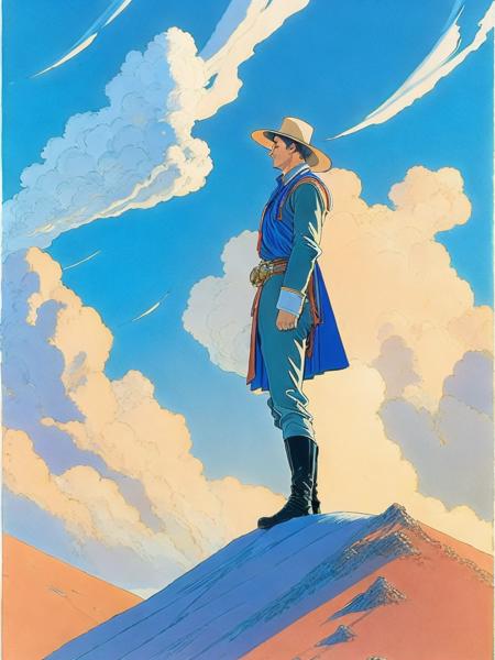 00713-3224767176-a painting of a man standing on top of a hill with a cloud in the background by Moebius Jean Giraud.png